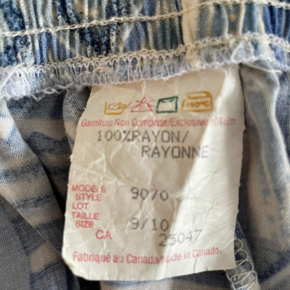BOHO ARTSY SUMMER PANTS blue and tan, 100% rayon lightweight, POCKETS, W. size 8 - Picture 2 of 13